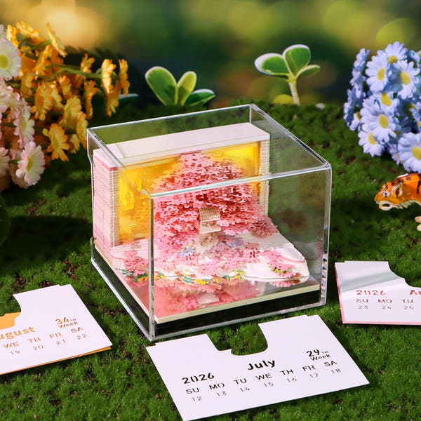 3D Calendar 2026 - Floral Tree Island