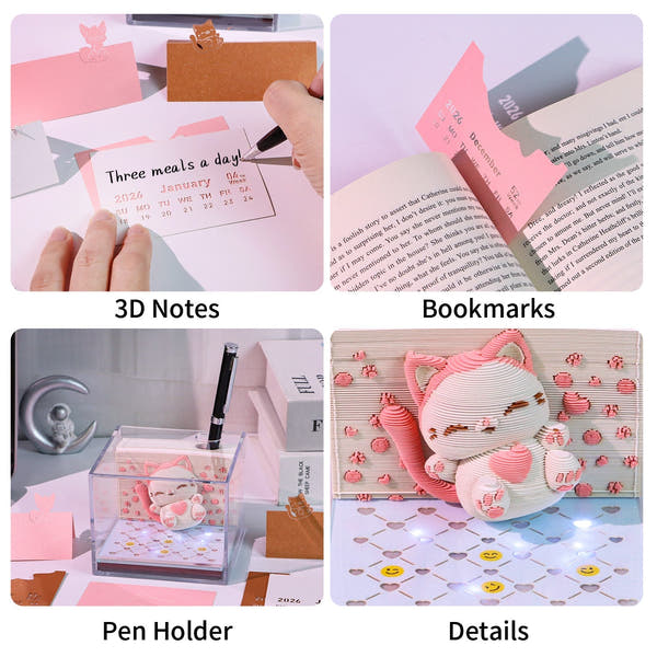 3D Calendar 2026 - Jumping cat