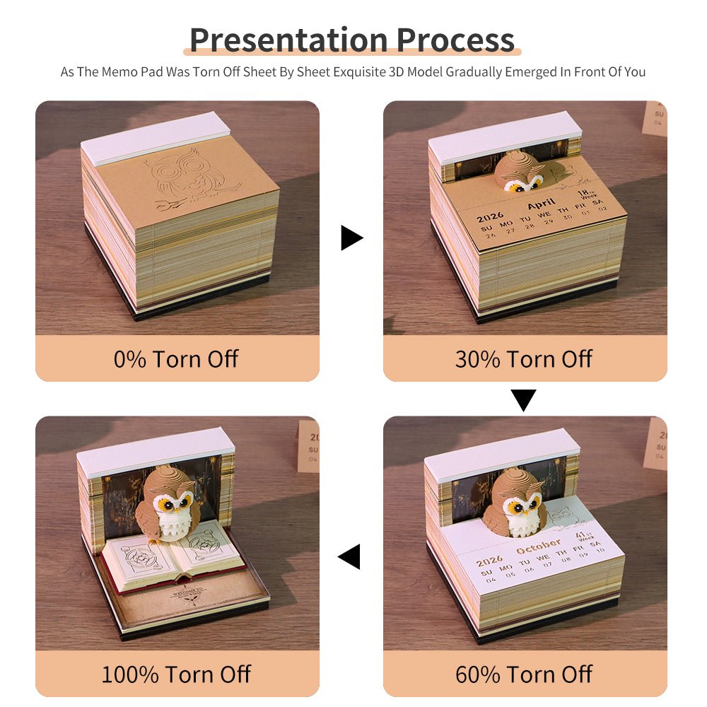 3D Calendar 2026 - Magic Owl