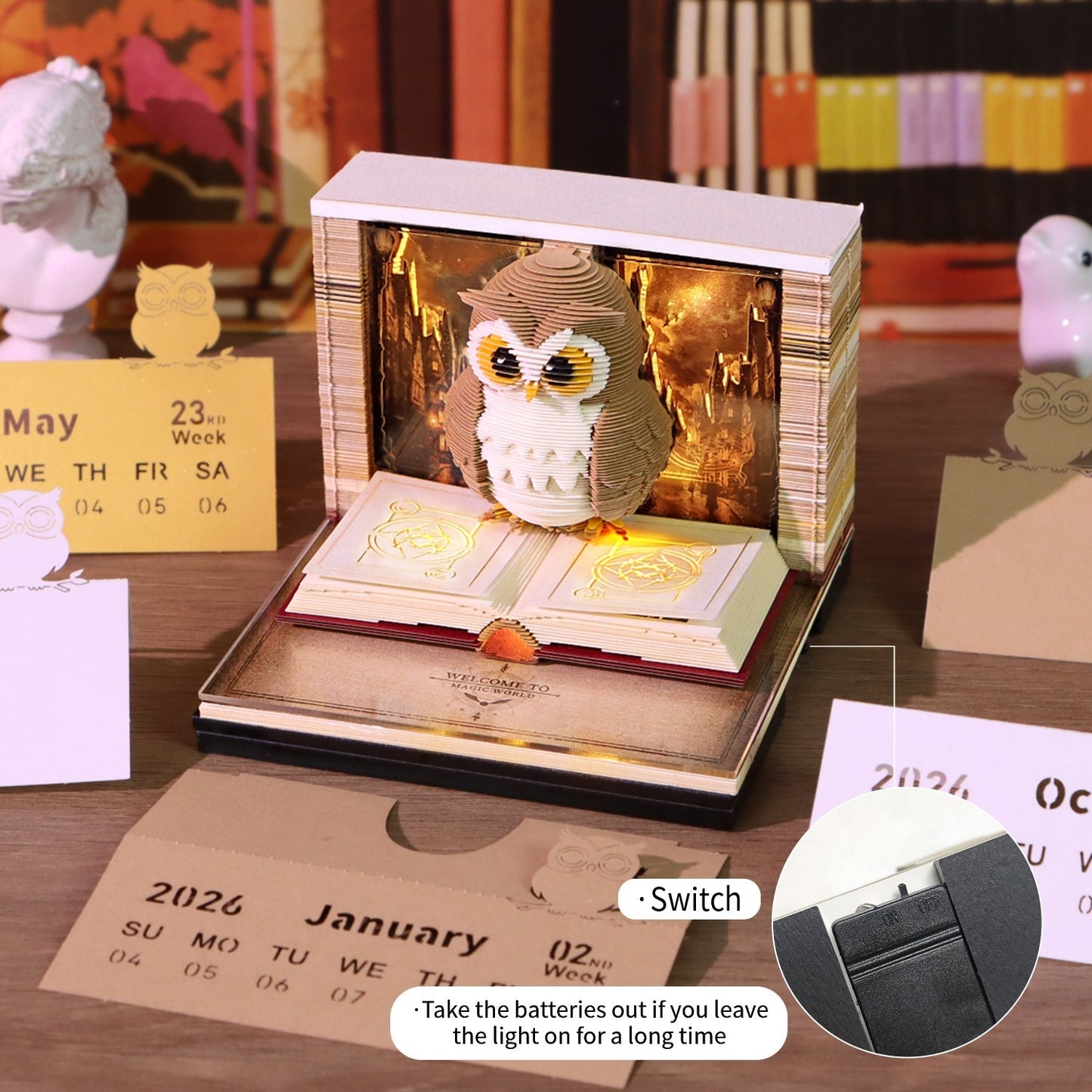 3D Calendar 2026 - Magic Owl