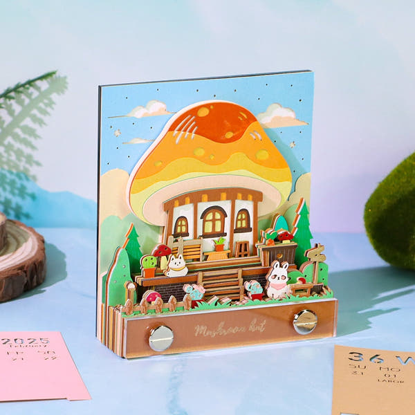 3D Calendar 2026 - Mushroom Hut