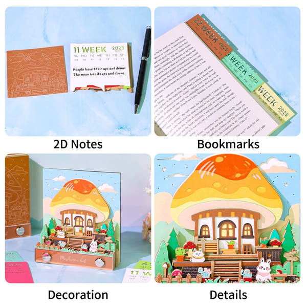 3D Calendar 2026 - Mushroom Hut